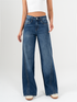 Ref: 065778 Jean wide leg, tiro medio, con cortes, rígido, tono azul medio oscuro