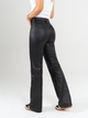 Ref: 065445 Pantalón straight leg, stretch, tiro alto, tono negro, efecto encerado