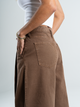 Ref: 069834 Pantalón palazzo, rígido, prenses, tiro alto, tono mocca