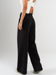 Ref: 069900 Pantalón palazzo, sin prenses, stretch, tejido plano liviano, tiro alto, tono negro