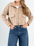 Ref: 0610383 Chaqueta efecto piel, cuello con solapa, tono camel,