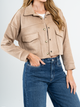 Ref: 0610383 Chaqueta efecto piel, cuello con solapa, tono camel,