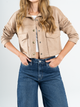 Ref: 0610383 Chaqueta efecto piel, cuello con solapa, tono camel,