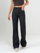 Ref: 065663 Pantalón flare stretch, bota ancha, efecto cuero, tiro alto, tono negro