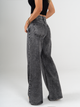 Ref: 065791 Jean palazzo, rígido, tiro alto, tono gris medio, cintura ajustada pierna holgada