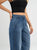 Ref: 064931 Jean Mom Flare, rígido, cortes en pierna, tiro alto, tono azul medio oscuro
